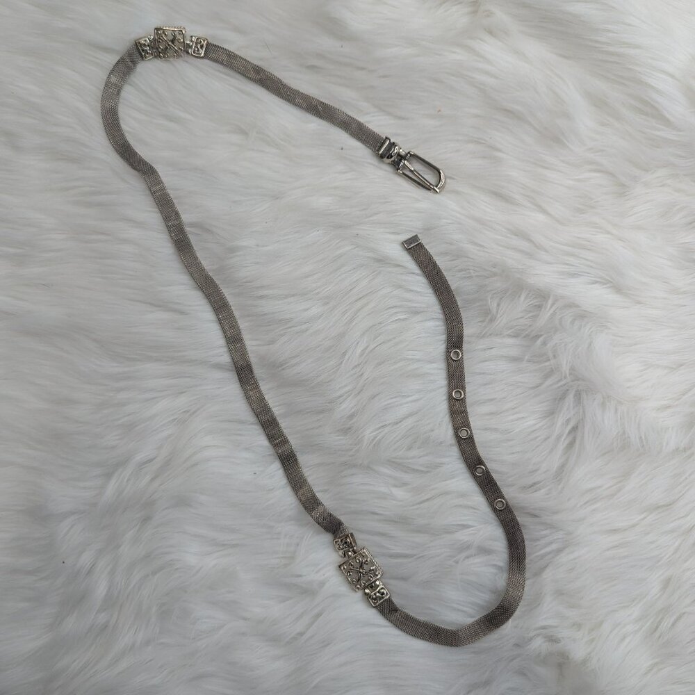 Vintage Silver Color Metal Mesh Belt. 38 inch Tip To Tip. Nice